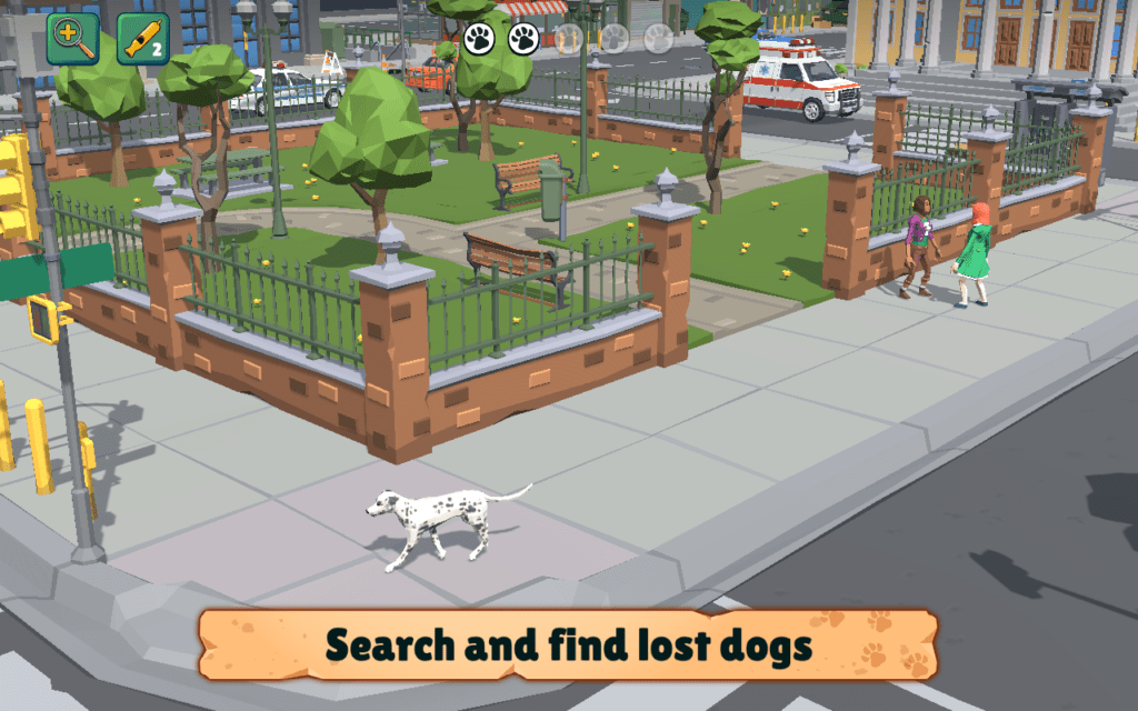 3D hidden object game where you search and find lost dogs